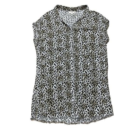 Umgee Dresses & Skirts - Umgee Leopard Shirt Dress Brown Raw Hem Button Front Short Sleeve Shift